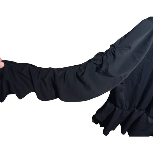 Eloquii Elements Black Faux Wrap Long Ruched Sleeves  SZ 26 Office Chic Boho - Picture 5 of 8